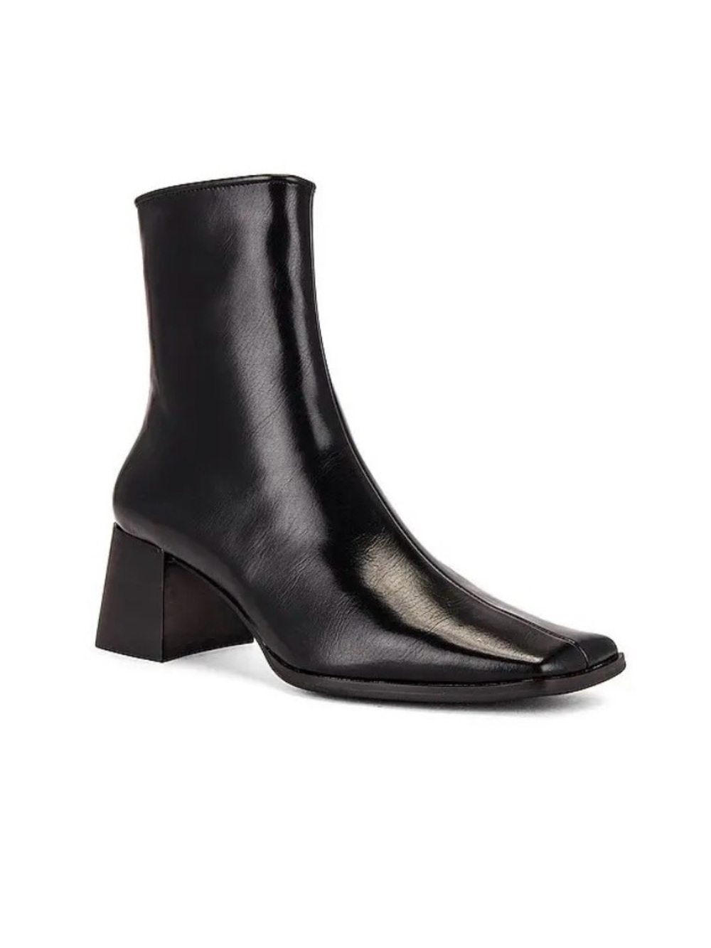 Jeffrey Campbell Slique Black Leather Square-Toe Ankle boot